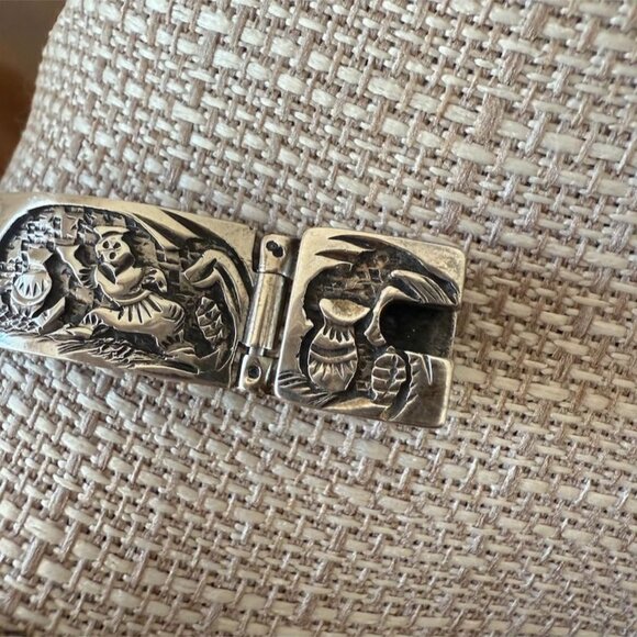 VTG 1980'S Navajo Tommy Jackson Storyteller 925 Sterling Silver Braclet 32 Grams - Picture 14 of 16